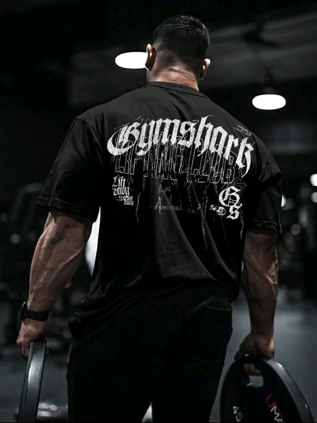 Pullover negro oversized con estampado GYMSHARK con detalles0