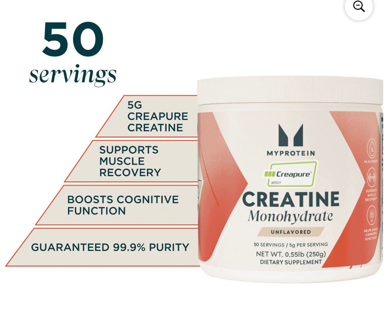 Creatina Monohidratada MYPROTEIN 50 servicios0